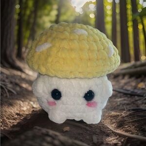 Yellow Chunky Mushroom Pop Crochet Plushie 🍄